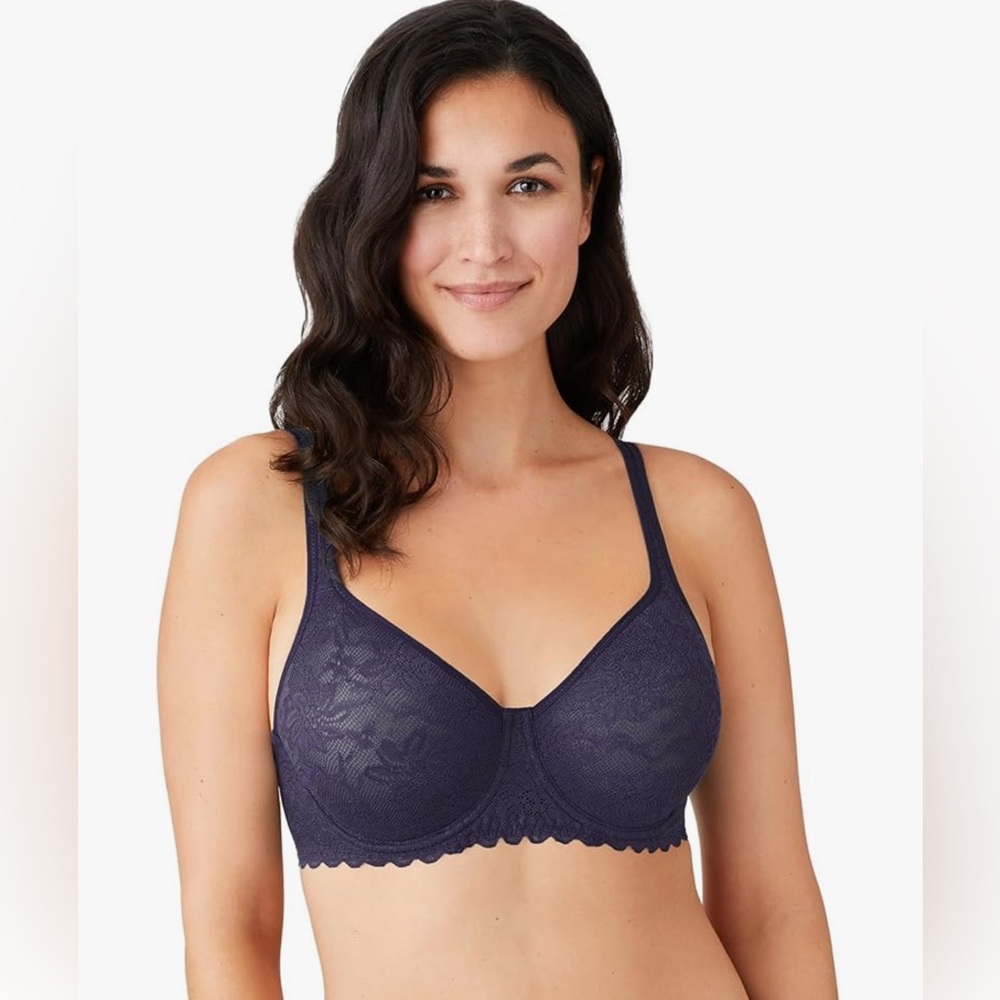 NWOT- Wacoal Women's Soft Sense Lace Convertible Underwire Bra- navy Blue- 36B